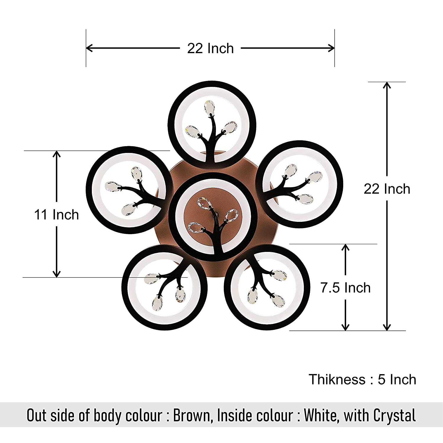 3-in-1 LED Ceiling Chandelier with Bluetooth Speaker – Brown