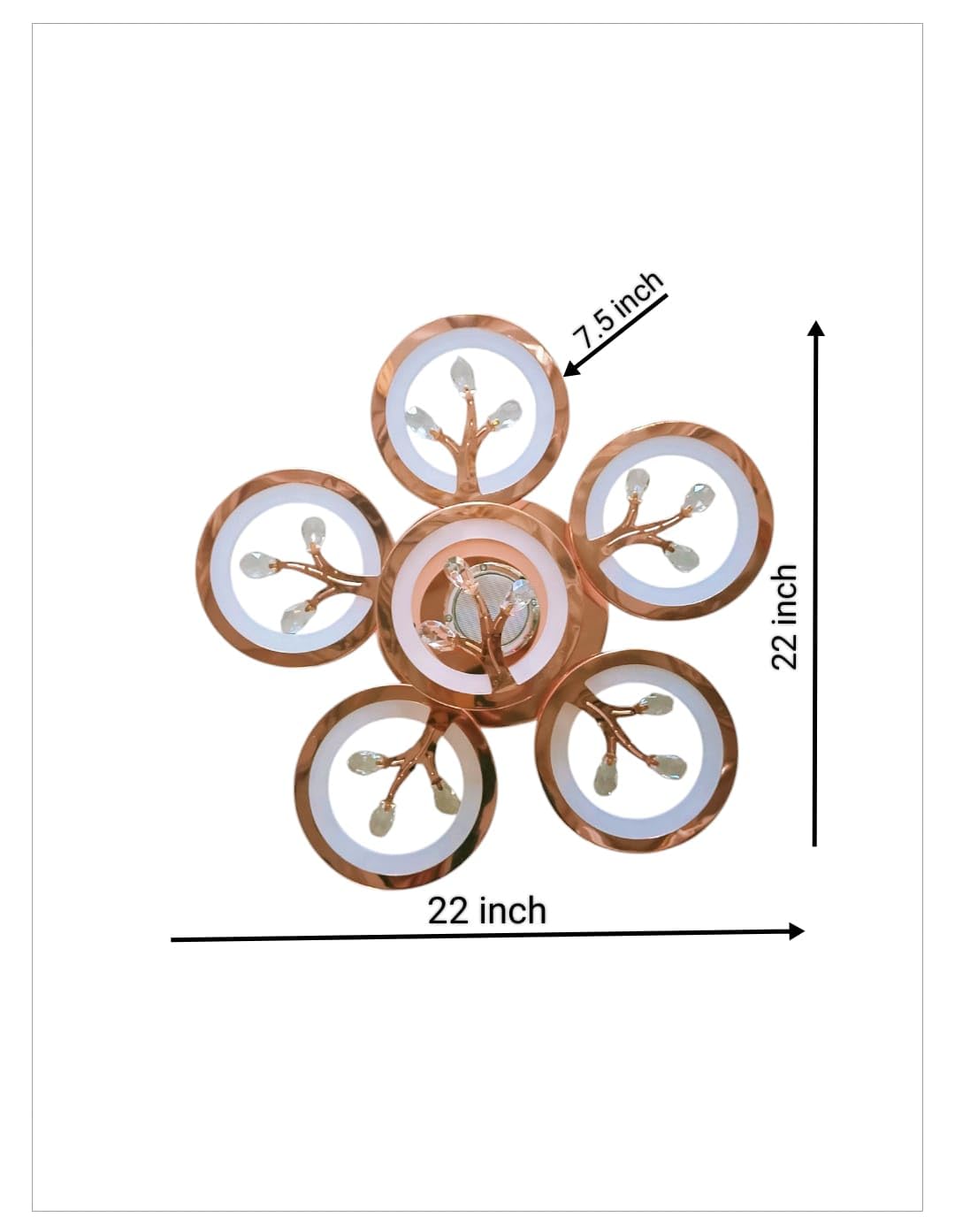 3-in-1 LED Ceiling Chandelier with Bluetooth Speaker – Rose Gold