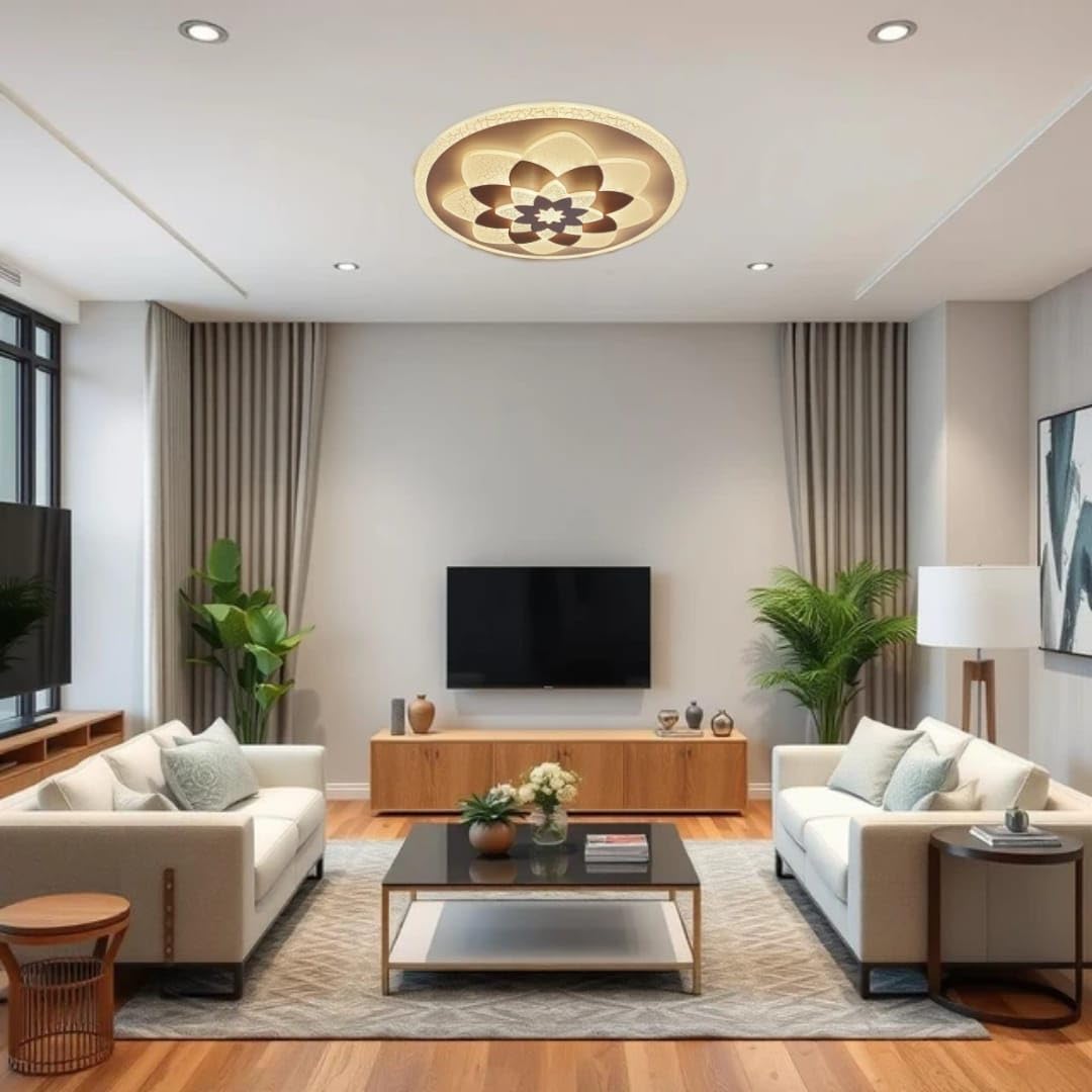 36W 3-in-1 LED Round Ceiling Chandelier – Multi-Flower Design