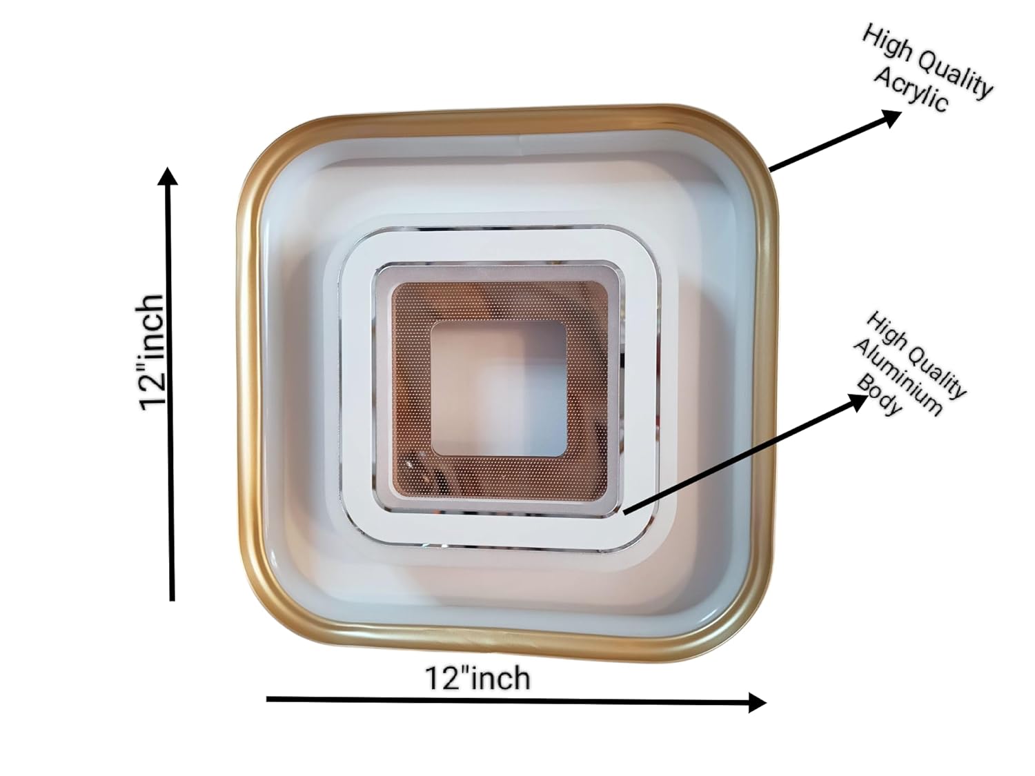 24W 3-in-1 LED Square Ceiling Chandelier – 12 Inch