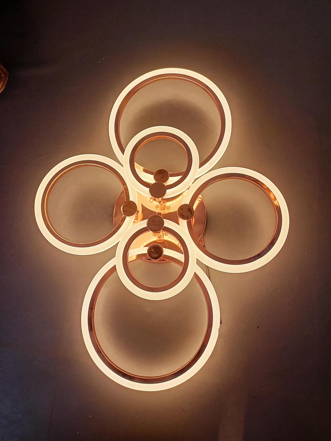 6-Light 3-in-1 LED Ring Chandelier – Rose Gold