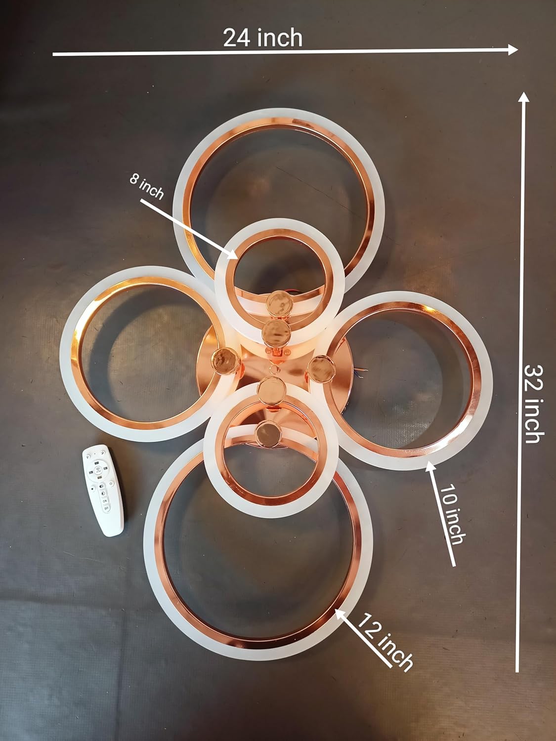 6-Light 3-in-1 LED Ring Chandelier – Rose Gold