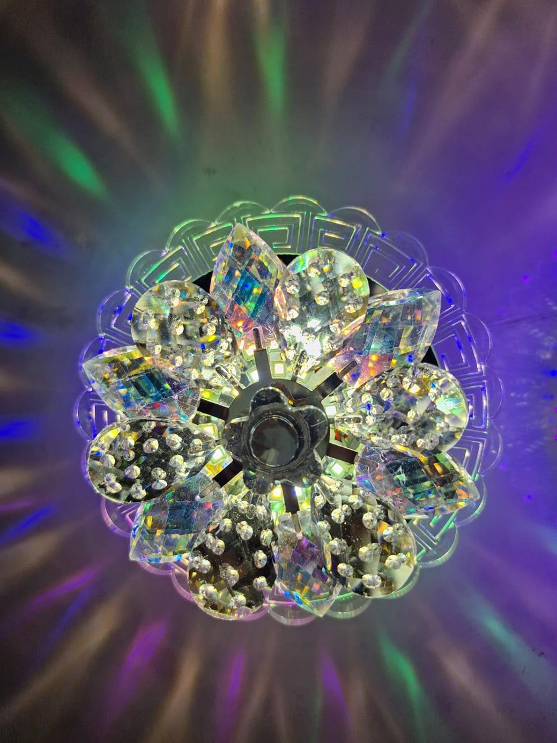 LED Crystal Flower Chandelier – Moving Multi-Color (150mm)