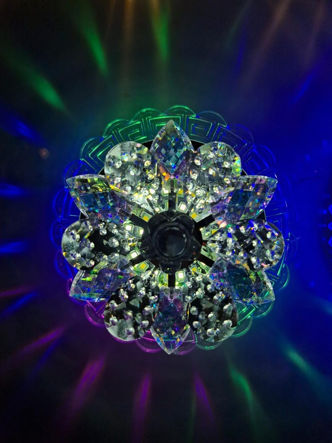 LED Crystal Flower Chandelier – Moving Multi-Color (150mm)