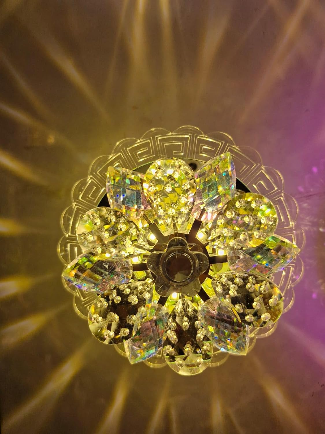 LED Crystal Flower Chandelier – Moving Multi-Color (150mm)