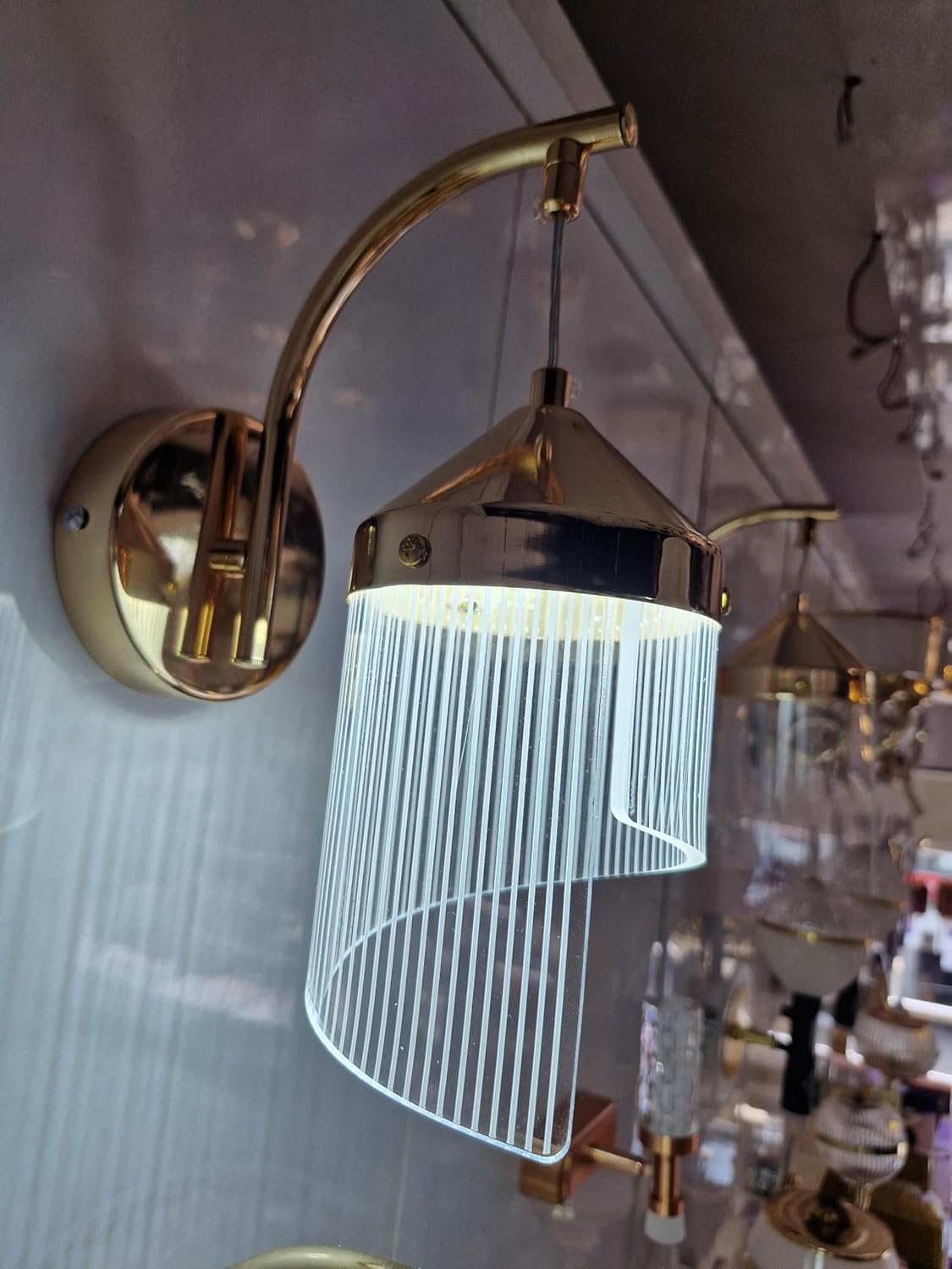 Gold LED Wall Sconce – 6W Acrylic Wall Light (3-Color, Model 1)