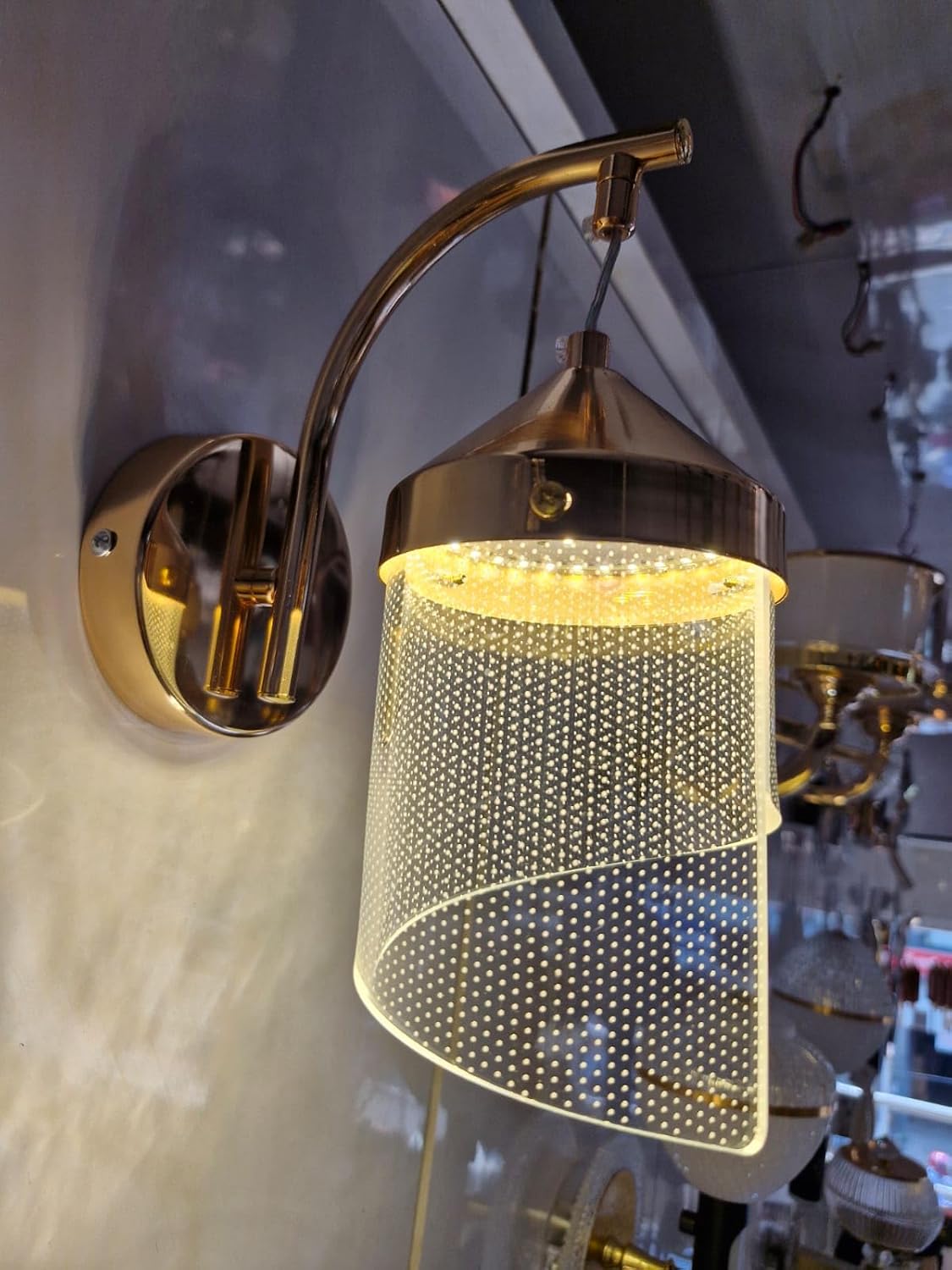 Gold LED Wall Sconce – 6W Acrylic Wall Light (3-Color, Model 2)