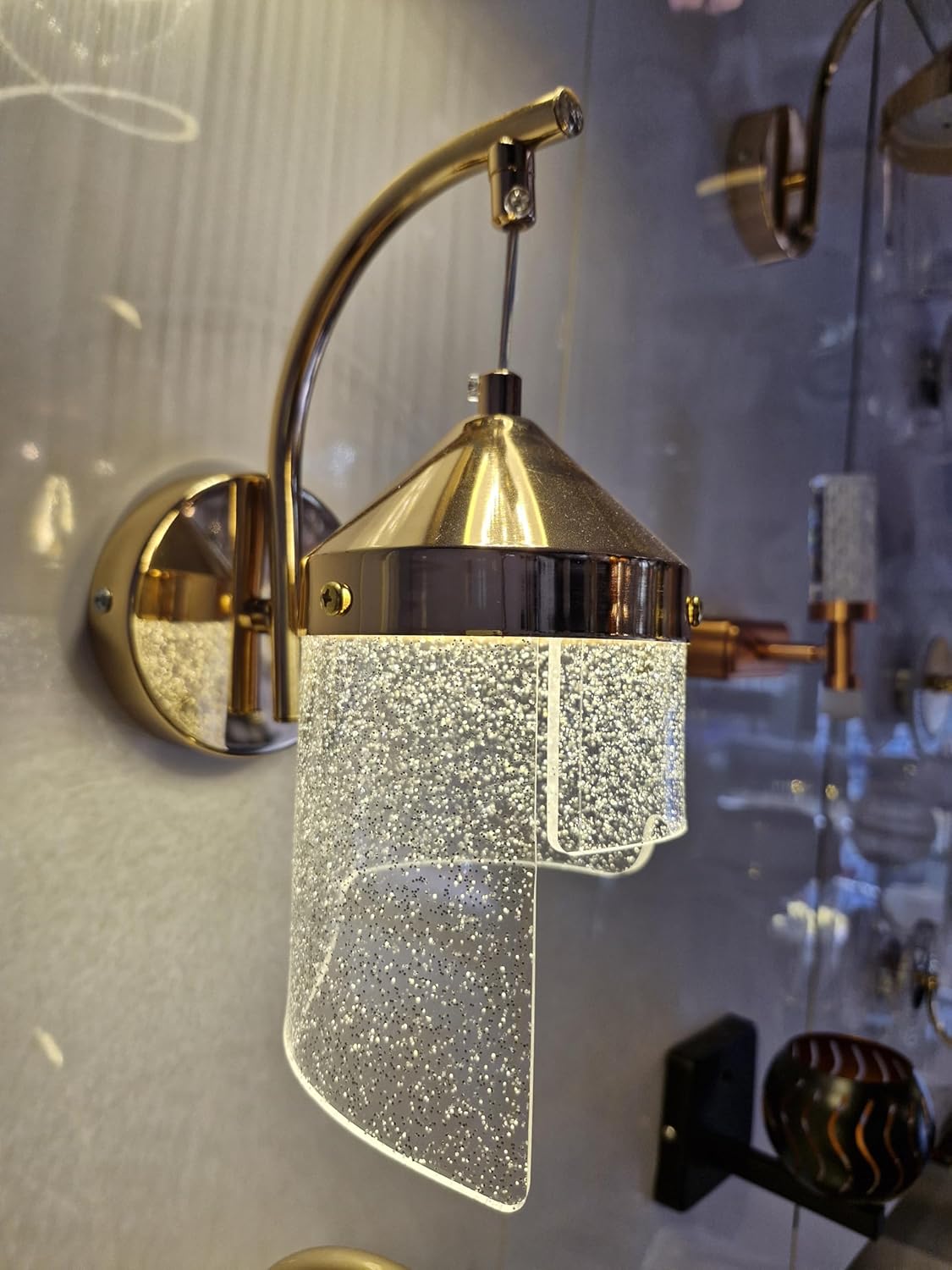 Gold LED Wall Sconce – 6W Acrylic Wall Light (3-Color, Model 3)