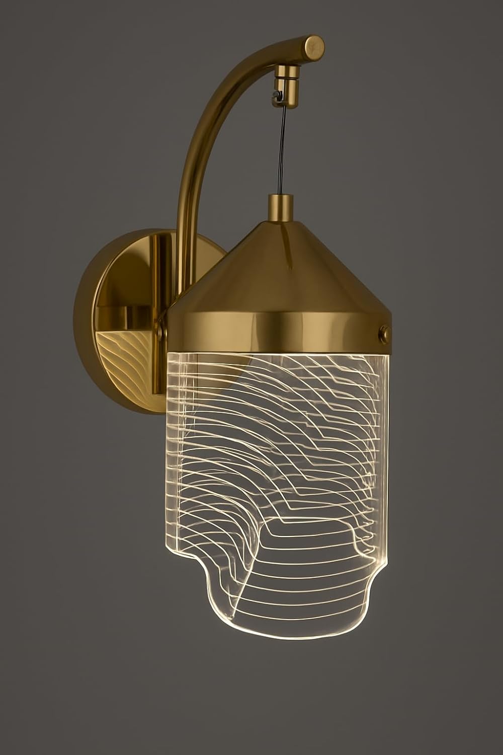 Gold LED Wall Sconce – 6W Acrylic Light (3-Color Option, Model 4)