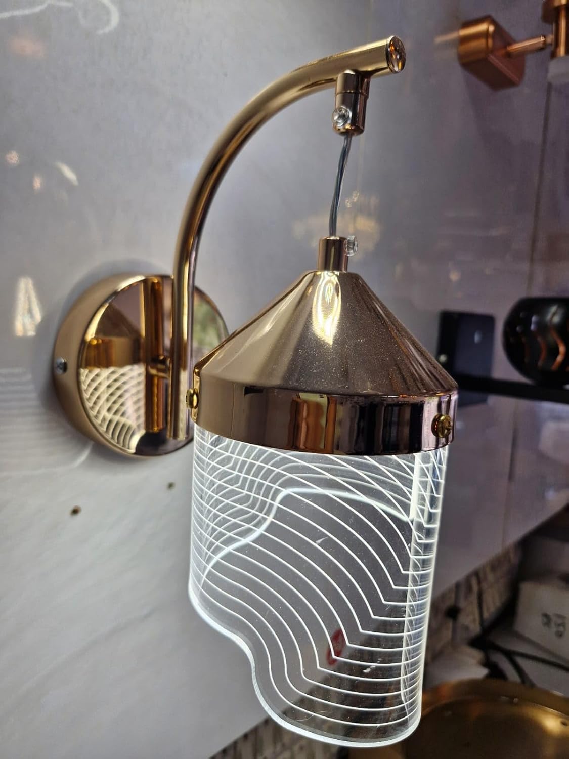 Gold LED Wall Sconce – 6W Acrylic Light (3-Color Option, Model 4)