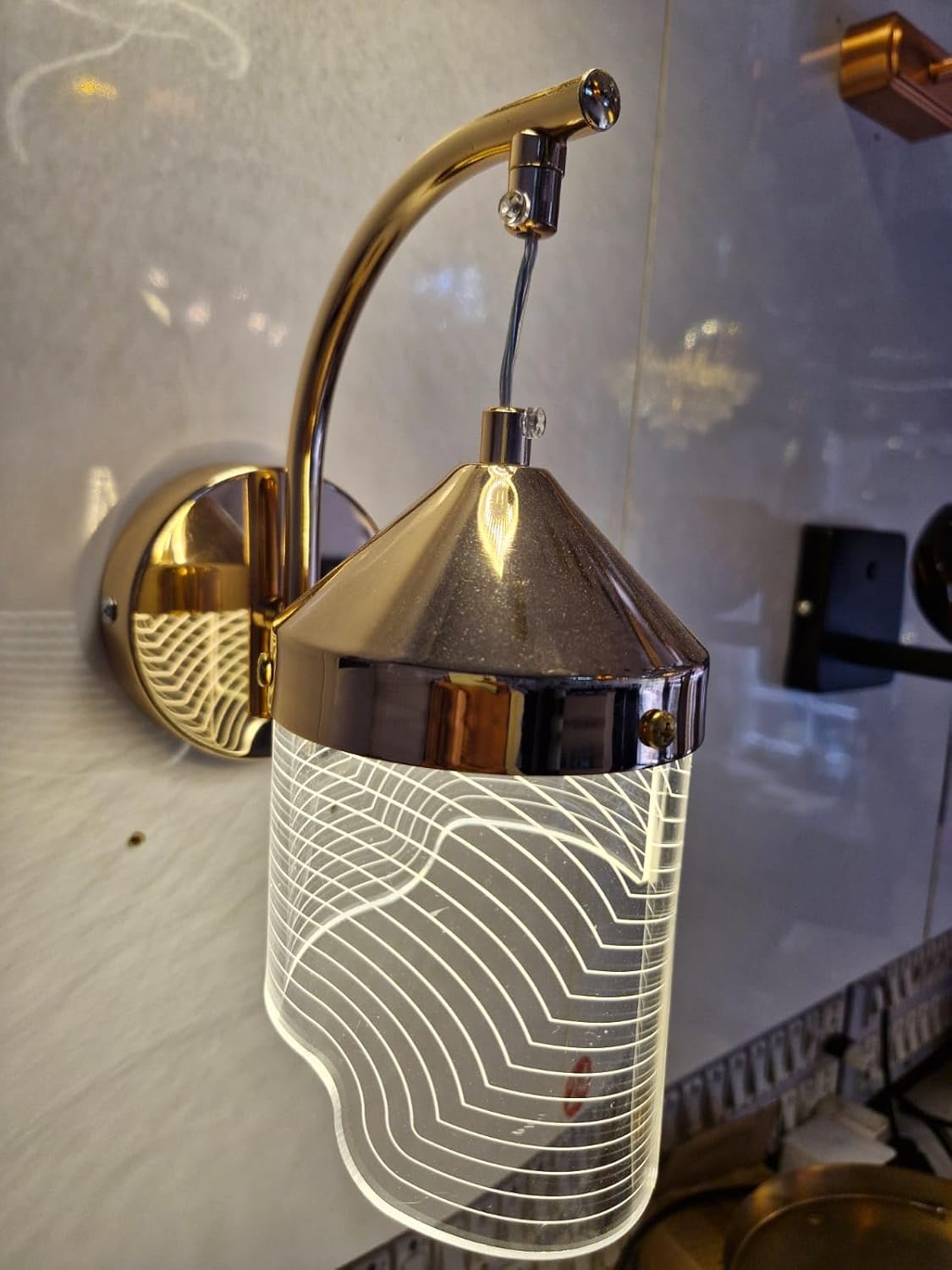 Gold LED Wall Sconce – 6W Acrylic Light (3-Color Option, Model 4)