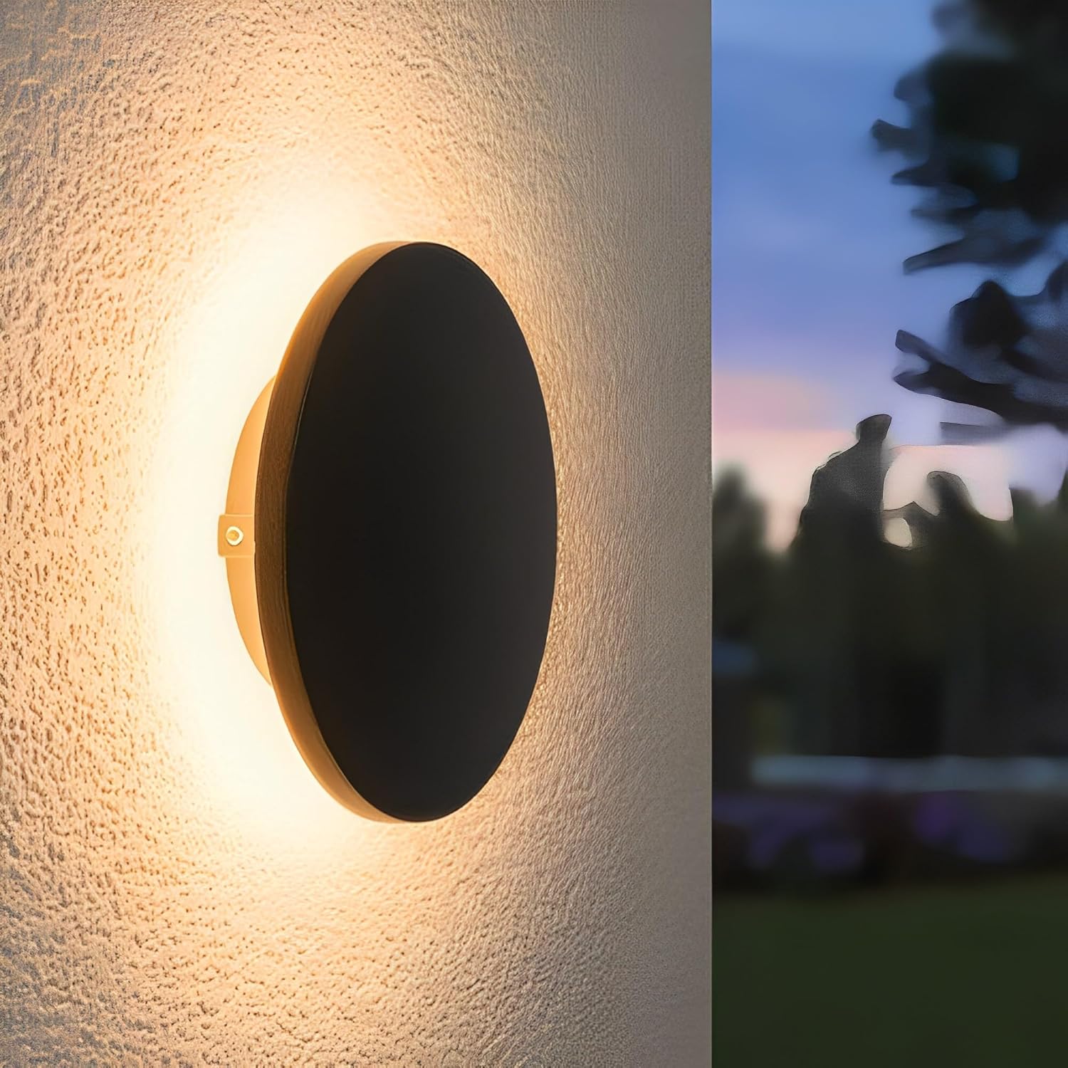 Black Moon Wall Lamp – 12W Aluminium Indoor/Outdoor Light (Warm White)