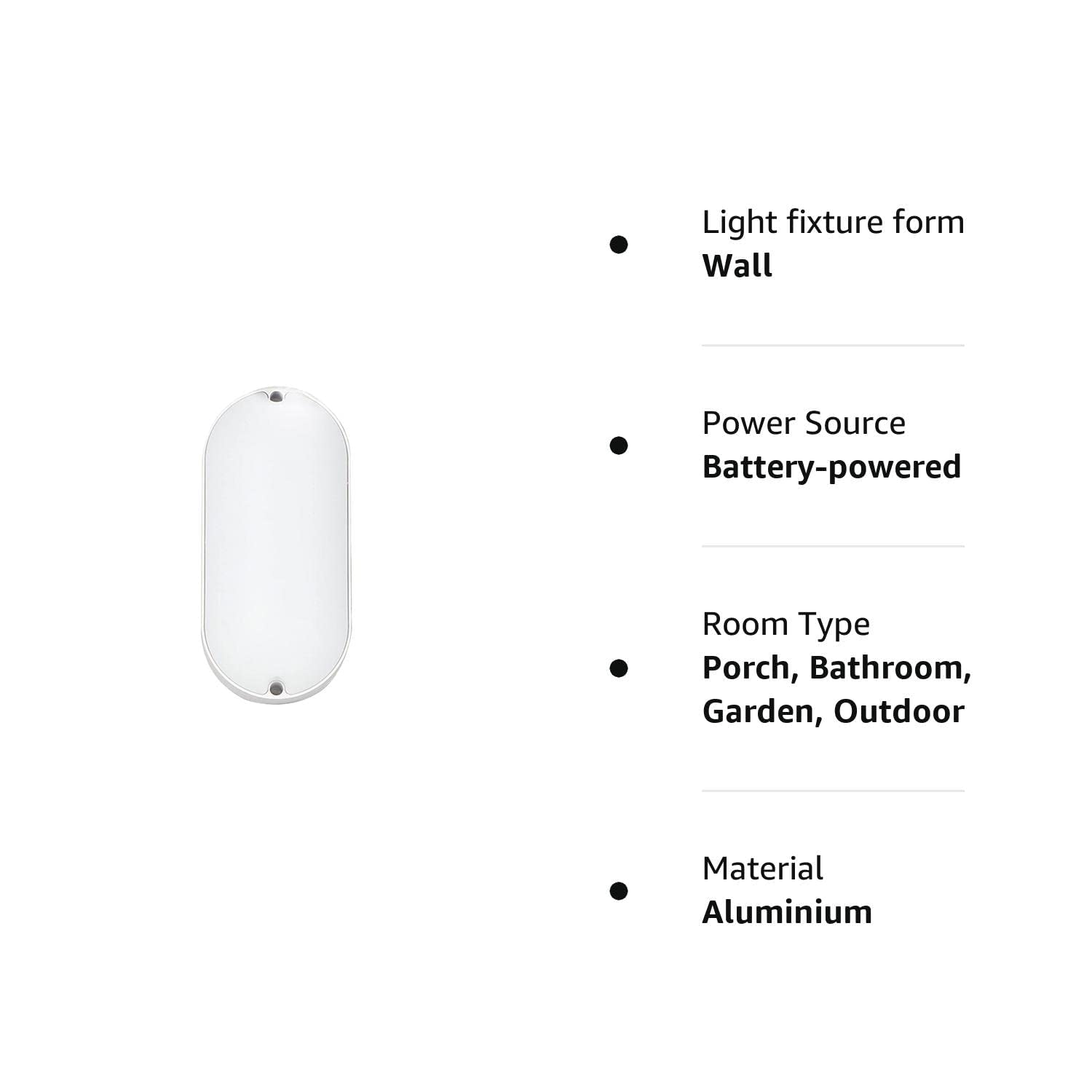 9 Watts LED Oval Shape Outdoor Bulkhead Waterproof for Outdoor Garden Bathroom Light (6x3 inch, white))