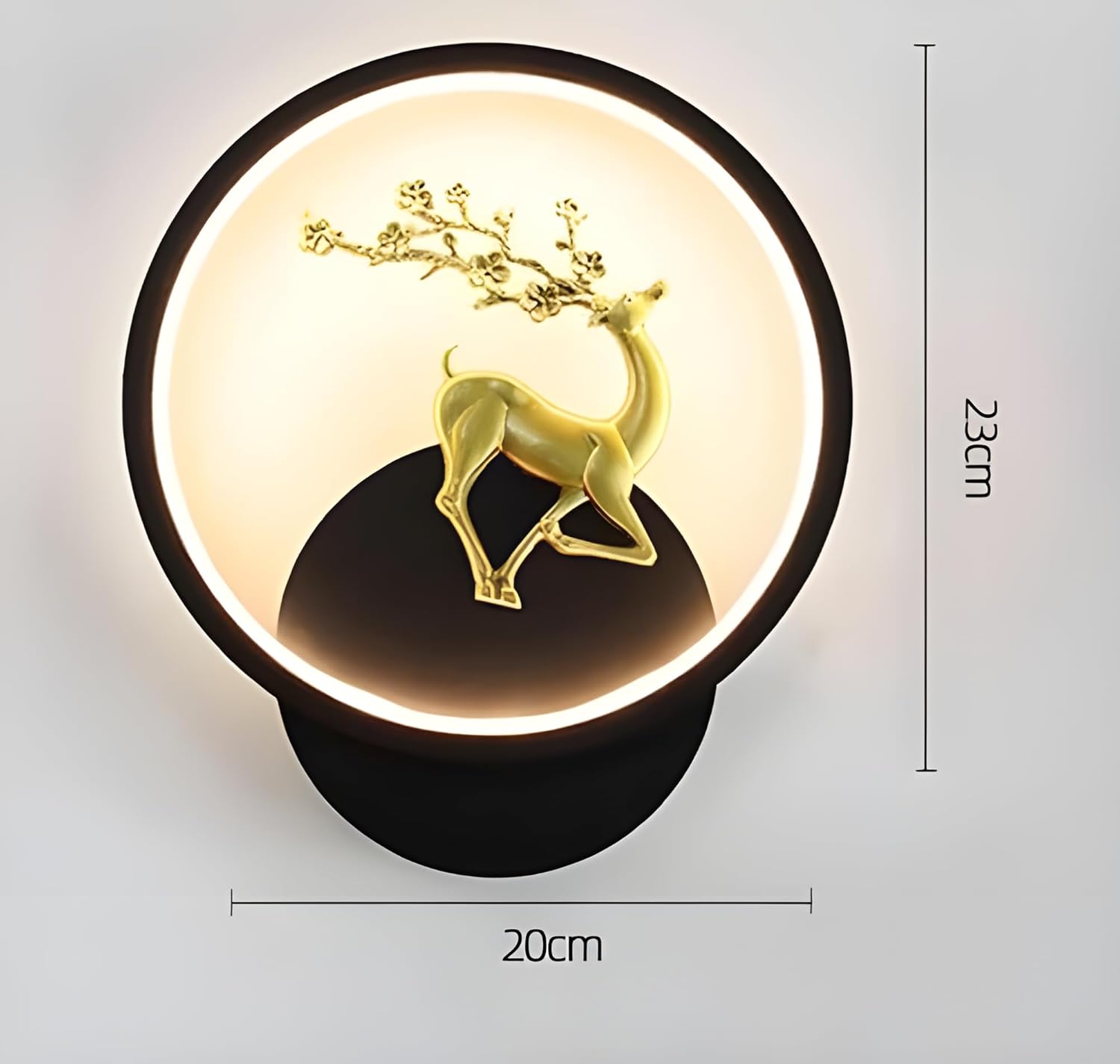 Home Decor LED Fancy Wall Light, Night Lamp, Decorative Lamp, (Black Deer Round)
